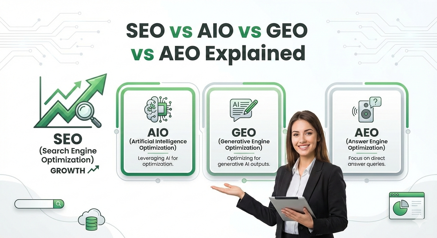 SEO vs AIO vs GEO vs AEO